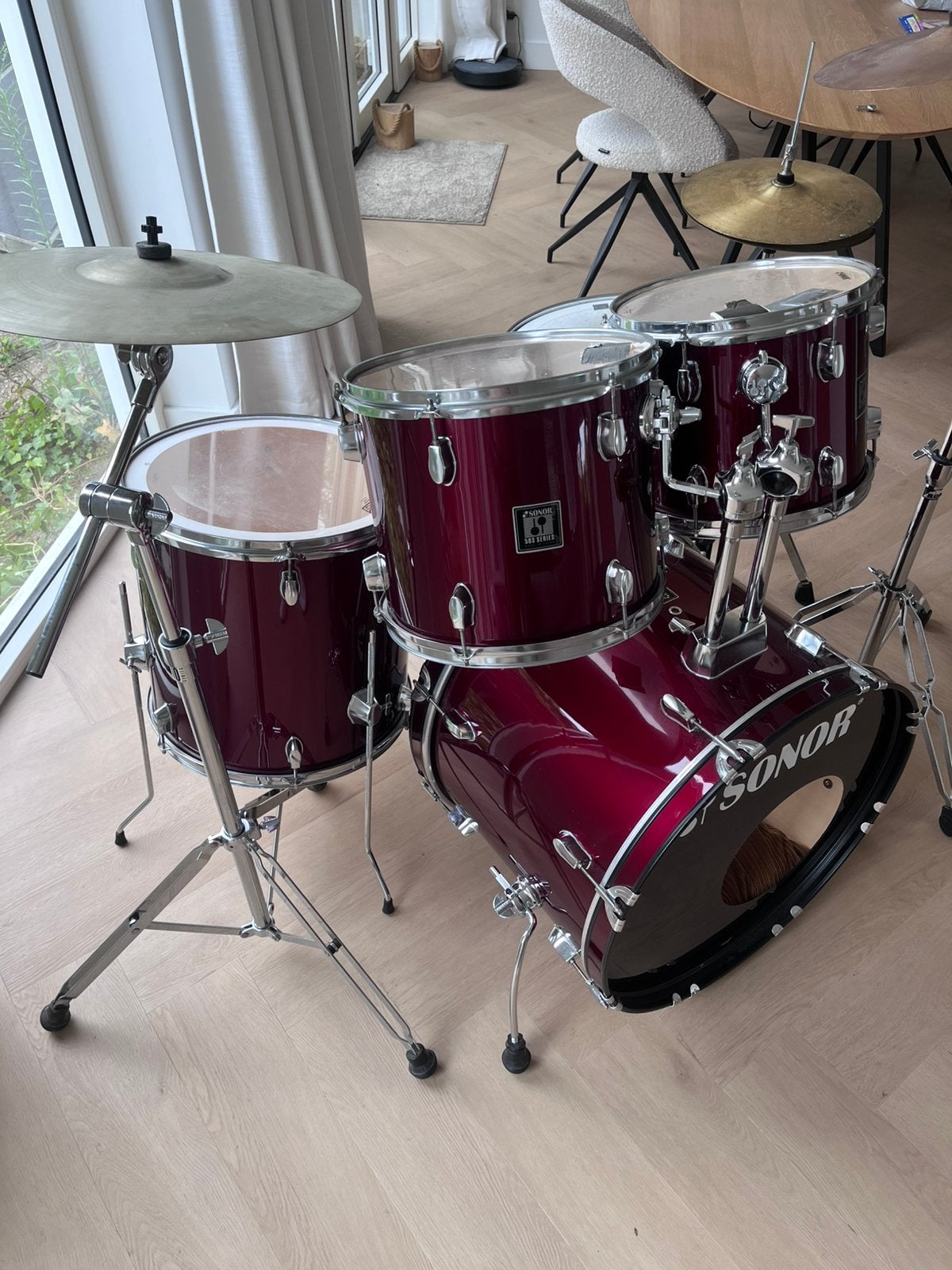Drumstel van Sonor compleet, Muziek en Instrumenten, Ophalen, Gebruikt, Drums of Percussie