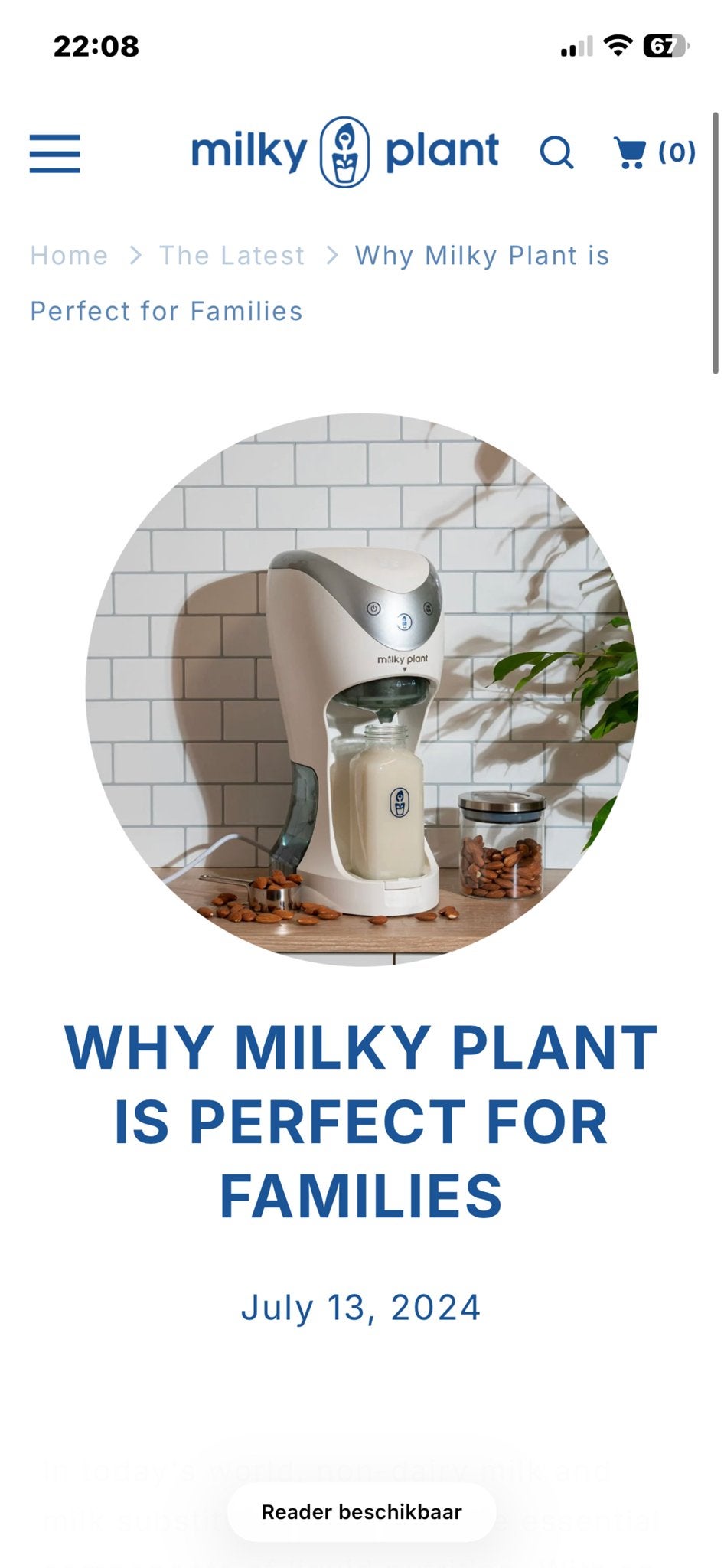 Milky Plant Melkmachine voor plantaardige melk, Ophalen of Verzenden, Nieuw