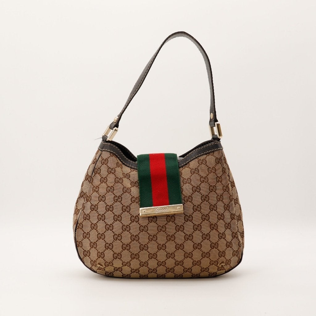 Gucci Web 31x24x14 cm hobotas, Verzenden, Gebruikt, Zwart, Overige typen