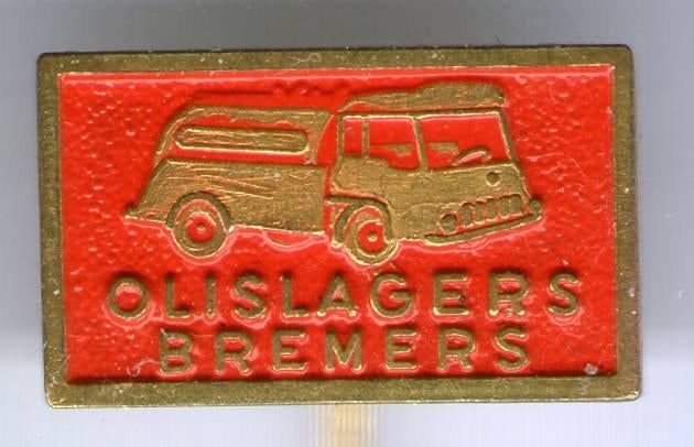 Olislagers Bremers rood op koper speldje ( M_147 ), Verzenden, Zo goed als nieuw, Merk, Speldje of Pin