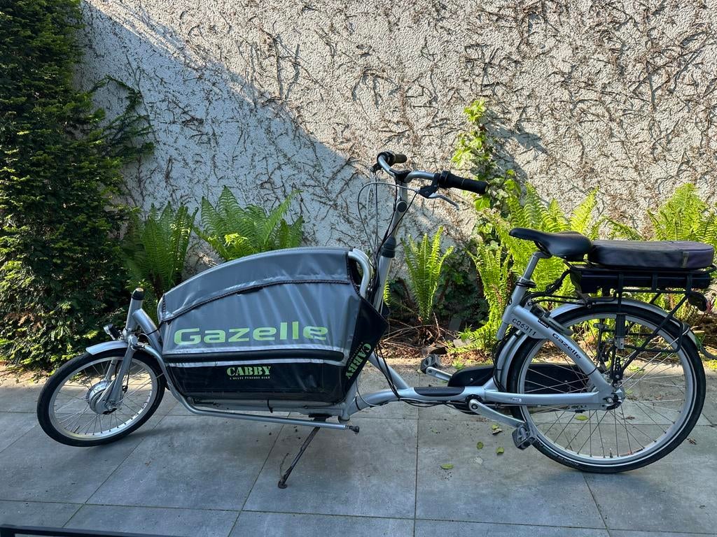 Elektrische Gazelle Cabby bakfiets, Ophalen, Gebruikt, 3 kinderen, Opvouwbaar