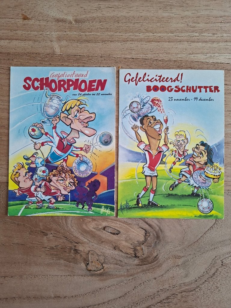 2 kaarten Ajax horoscopen, Ophalen of Verzenden, Zo goed als nieuw, Ajax, Poster, Plaatje of Sticker