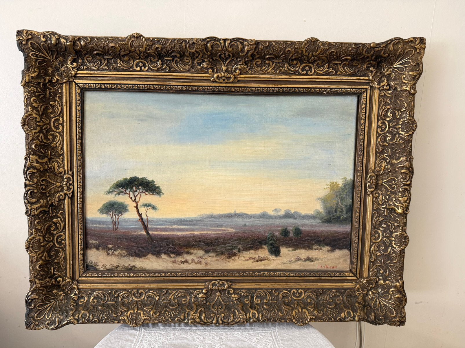 Antiek olie schilderij bij J.B.v. Wissen, Antiek en Kunst, Kunst | Schilderijen | Klassiek, Ophalen of Verzenden
