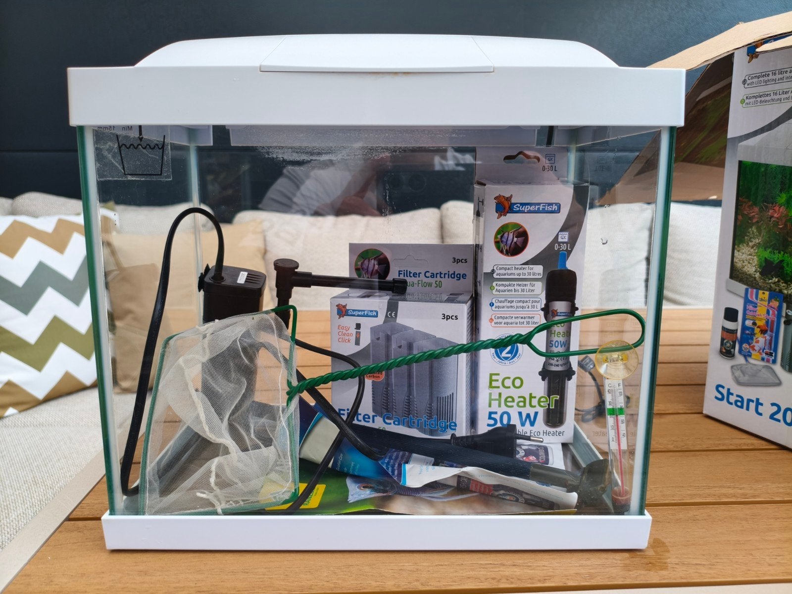 Superfish 20 wit compleet!, Ophalen, Inclusief vissen, Zo goed als nieuw, Leeg aquarium
