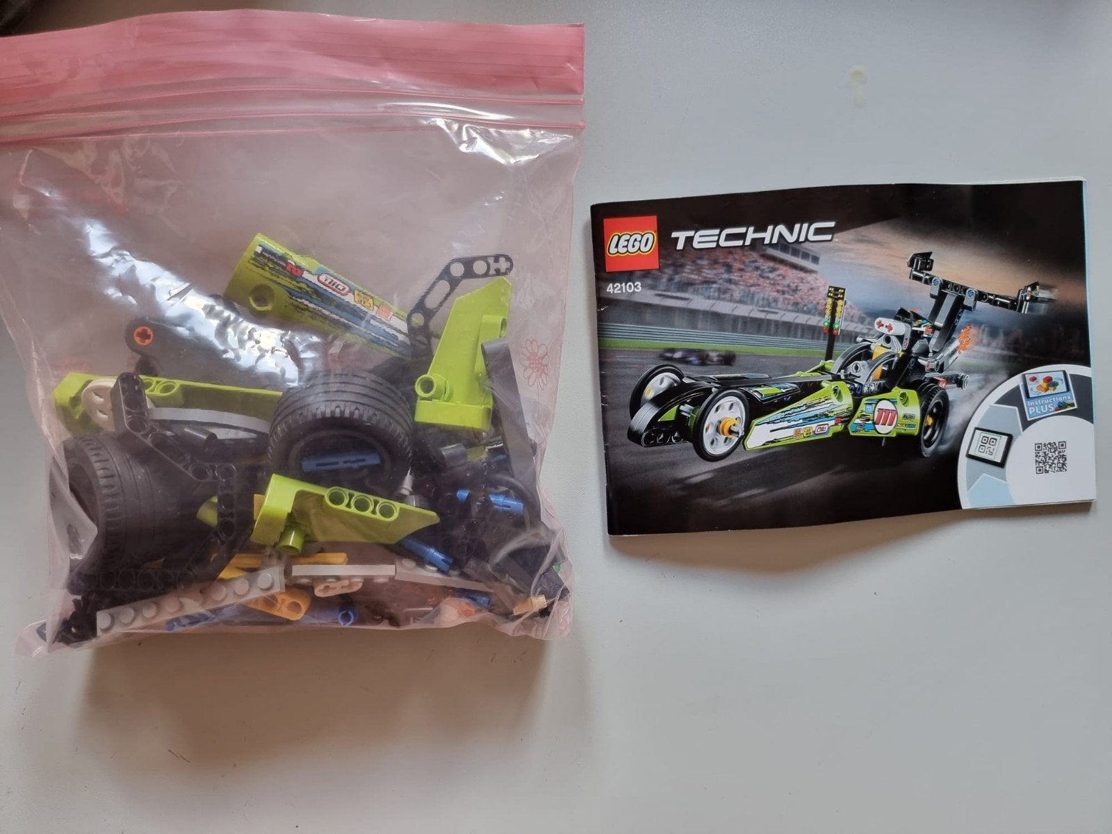Lego Technic 42103 Dragster - met instructies, Gebruikt, Lego, Compleet, Ophalen of Verzenden