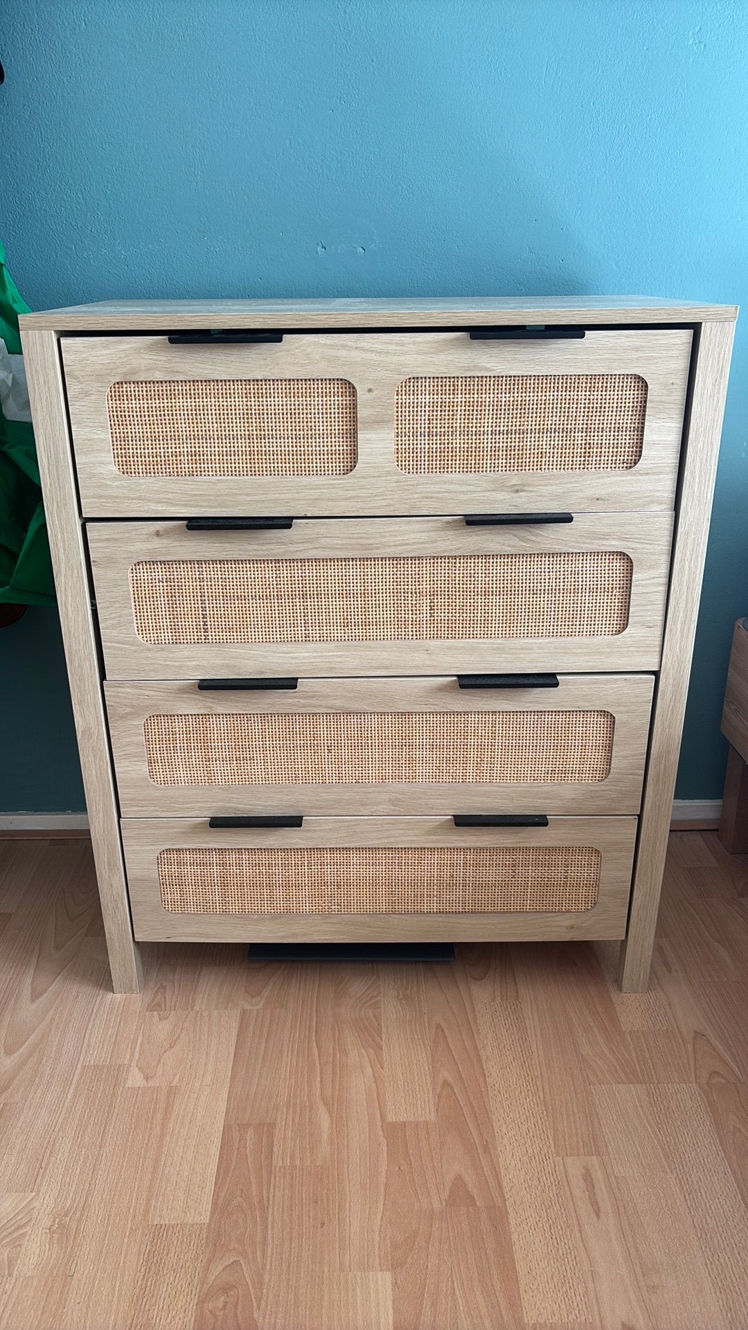 Ladekast met rotanlook – 4 lades, Ophalen, 50 tot 100 cm, Zo goed als nieuw, Minder dan 100 cm