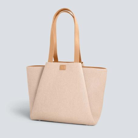 Kaai Midi Pyramid - Werktas eco canvas, Sieraden, Tassen en Uiterlijk, Tassen | Damestassen, Ophalen of Verzenden, Gebruikt, Beige