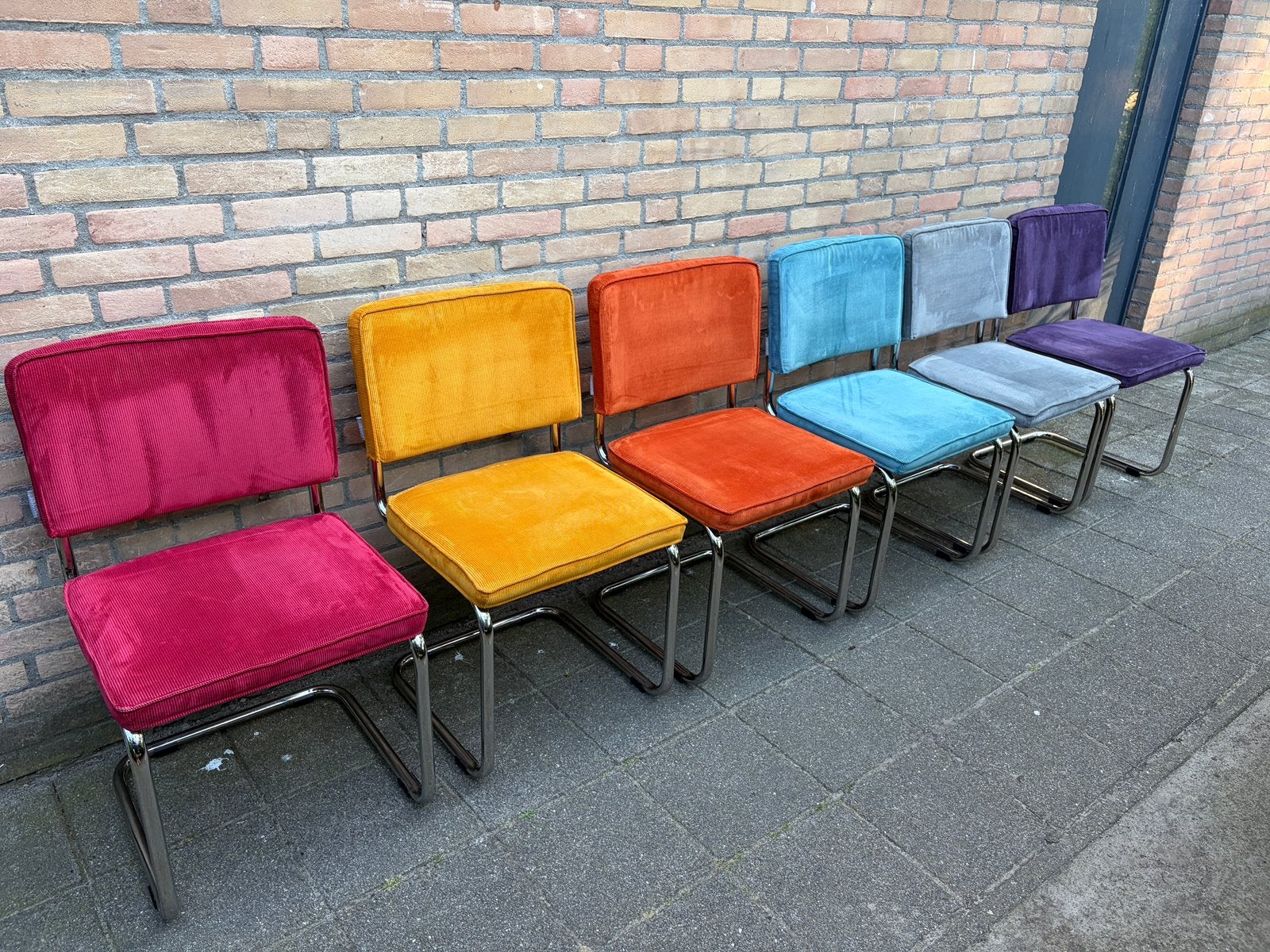 6 Zuiver Ridge Rib Ribstof Stoelen, Ophalen, Gebruikt, Overige kleuren, Stof