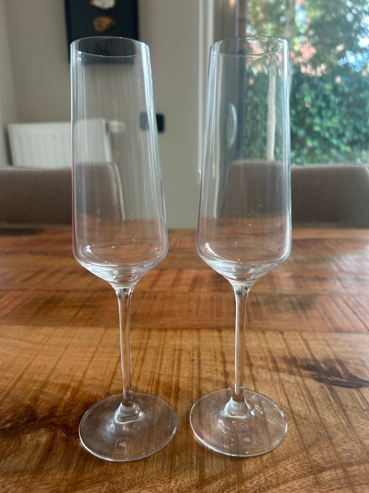 Leonardo champagne glazen - set van 2, Glas, Ophalen of Verzenden, Zo goed als nieuw, Wit