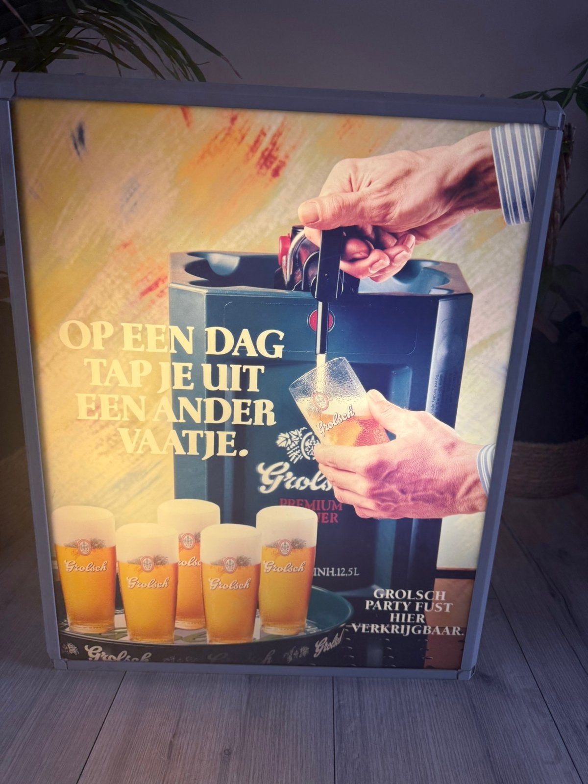 Unieke vintage Grolsch lichtbak, Ophalen of Verzenden, Zo goed als nieuw, Lichtbak of (neon) lamp