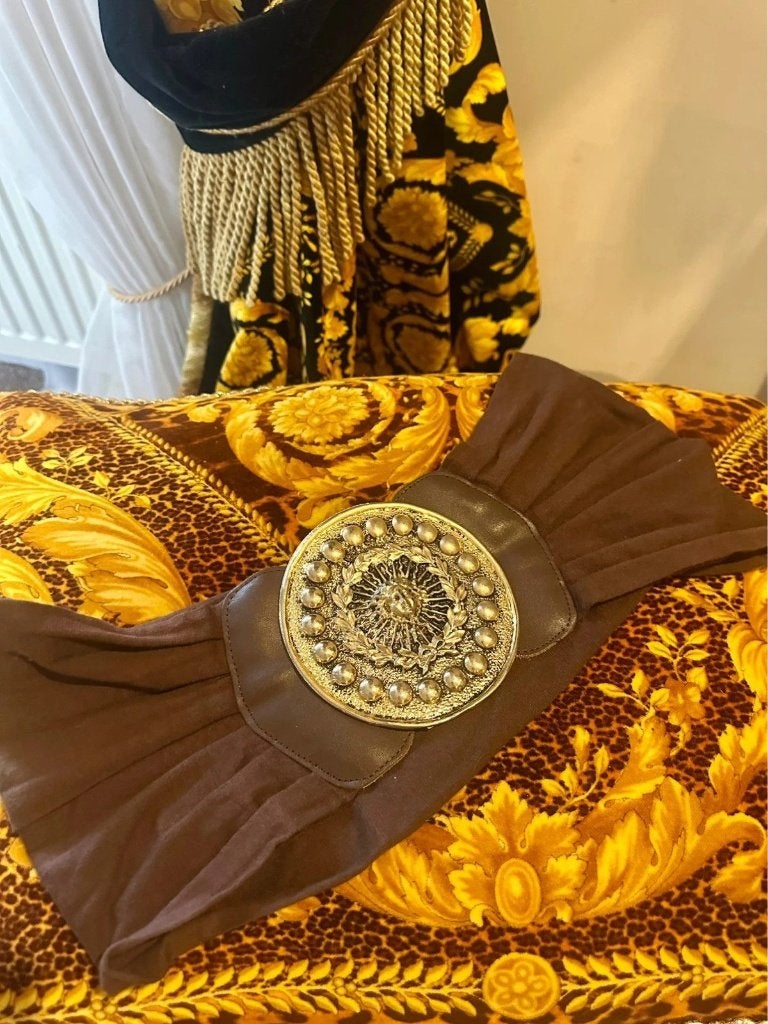Vintage jaren 90 Versace style stretch riem Medusa barok, Versace Style, Ophalen of Verzenden, Nieuw, Zwart