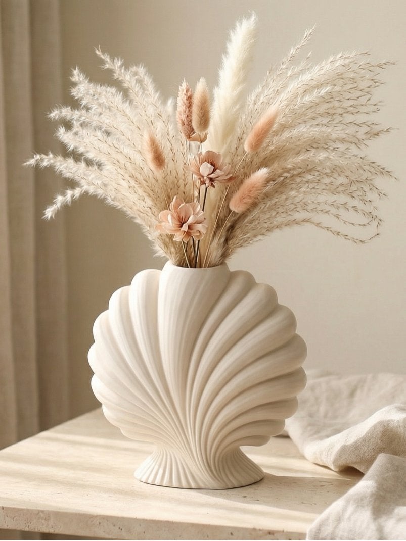 Decoratieve Schelpvaas, Ophalen of Verzenden, Nieuw, Wit, Kunststof