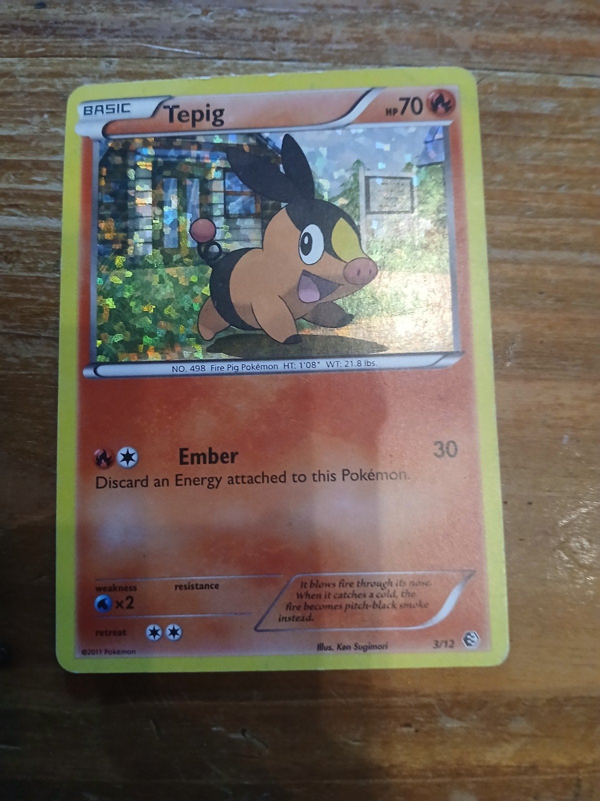 Tepig Holo McDonald's Pokémon Kaart 3/12 - Goede Conditie, Ophalen of Verzenden, Gebruikt, Losse kaart, Foil
