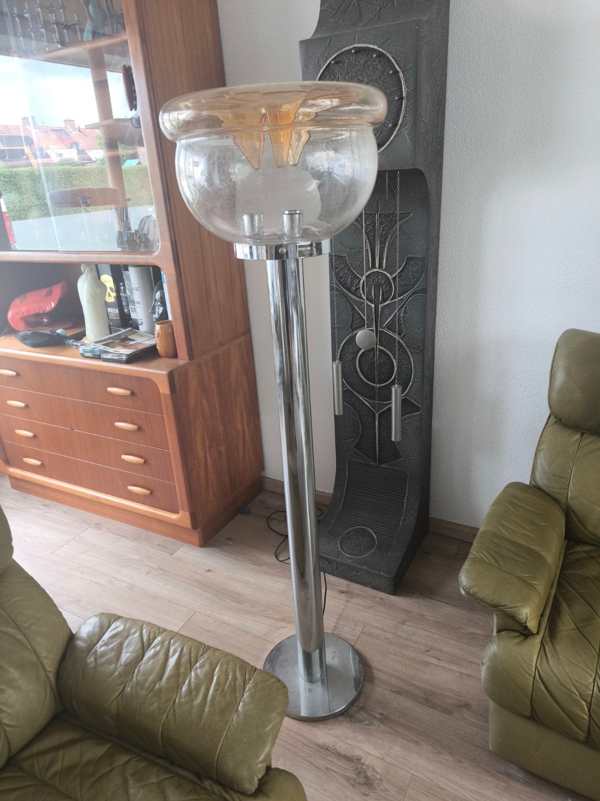 Italiaanse Murano Glas Lamp - 3 Lichtpunten, 152cm Hoog, Ophalen, Gebruikt, Italiaans Design, Modern, Overige fittingen
