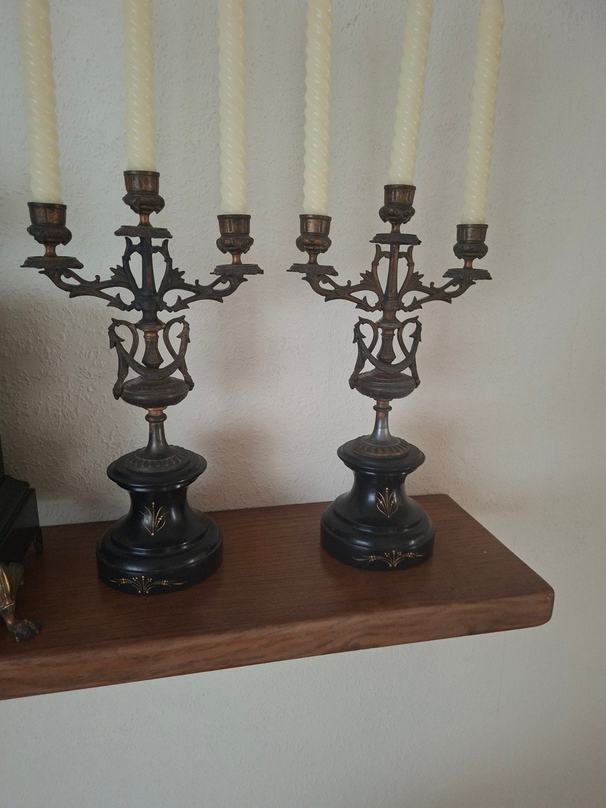 Set van 2 unieke vintage bronzen kandelaars., Ophalen of Verzenden, Koper of Brons