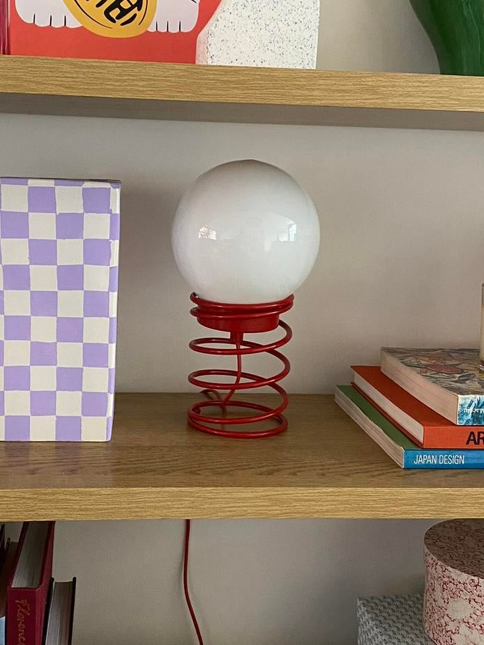 Vintage WOJA table tafel lamp retro antiek rood funky design, Ophalen, Zo goed als nieuw