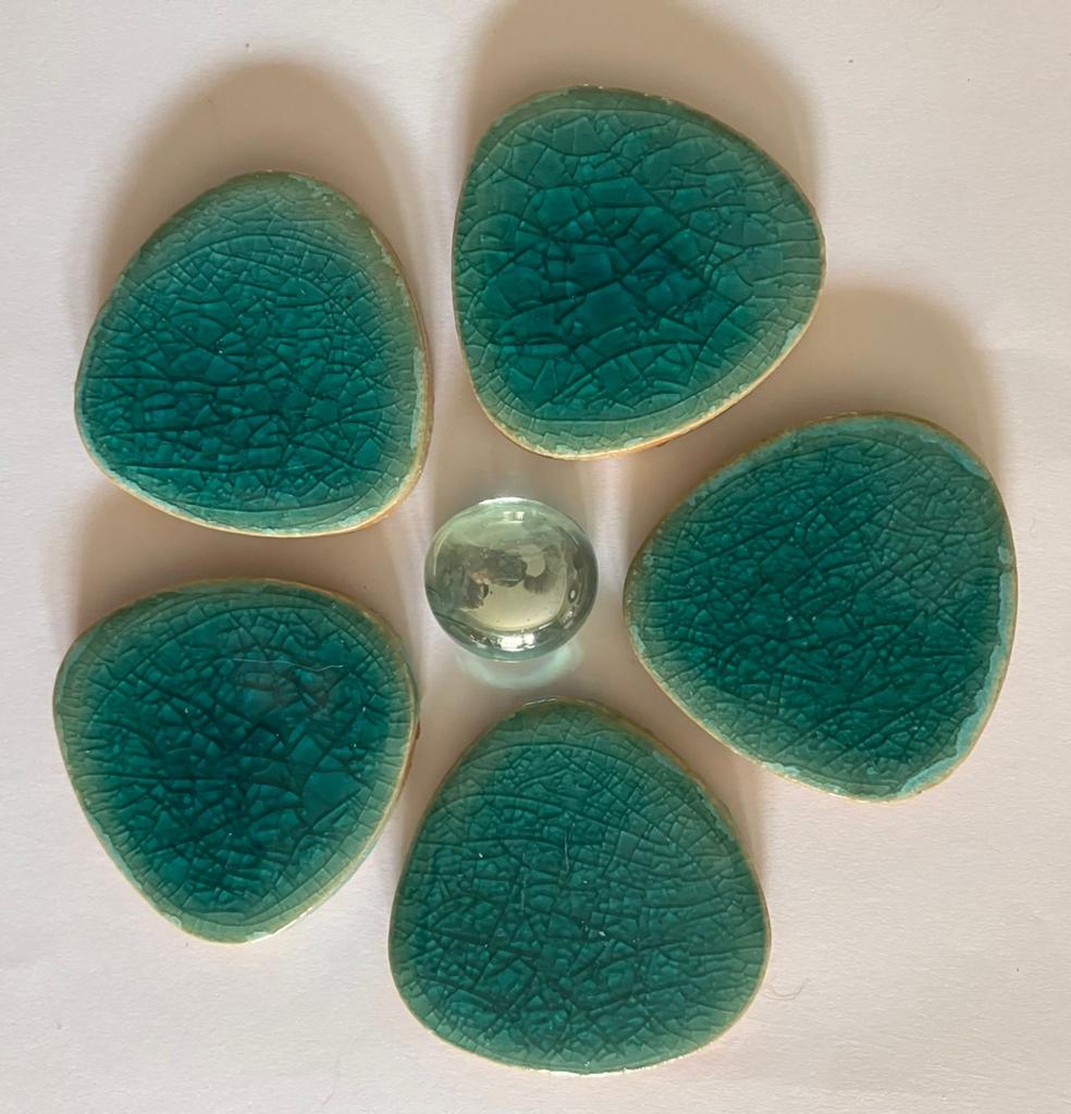 Mozaiek pebble bloem turquoise 10 cm, Ophalen of Verzenden, Zo goed als nieuw