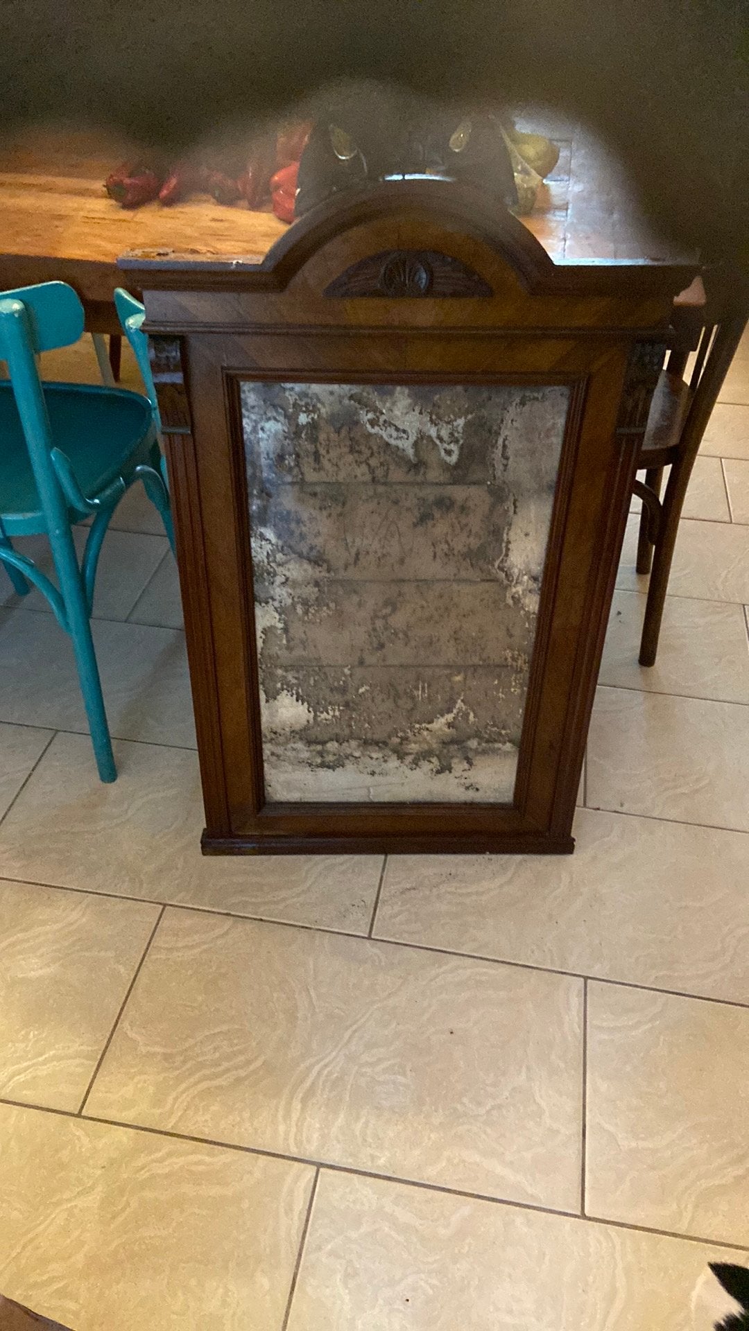 Brocante Antieke lijst spiegel mahonie 1870 1880 art niveau, Ophalen, Gebruikt
