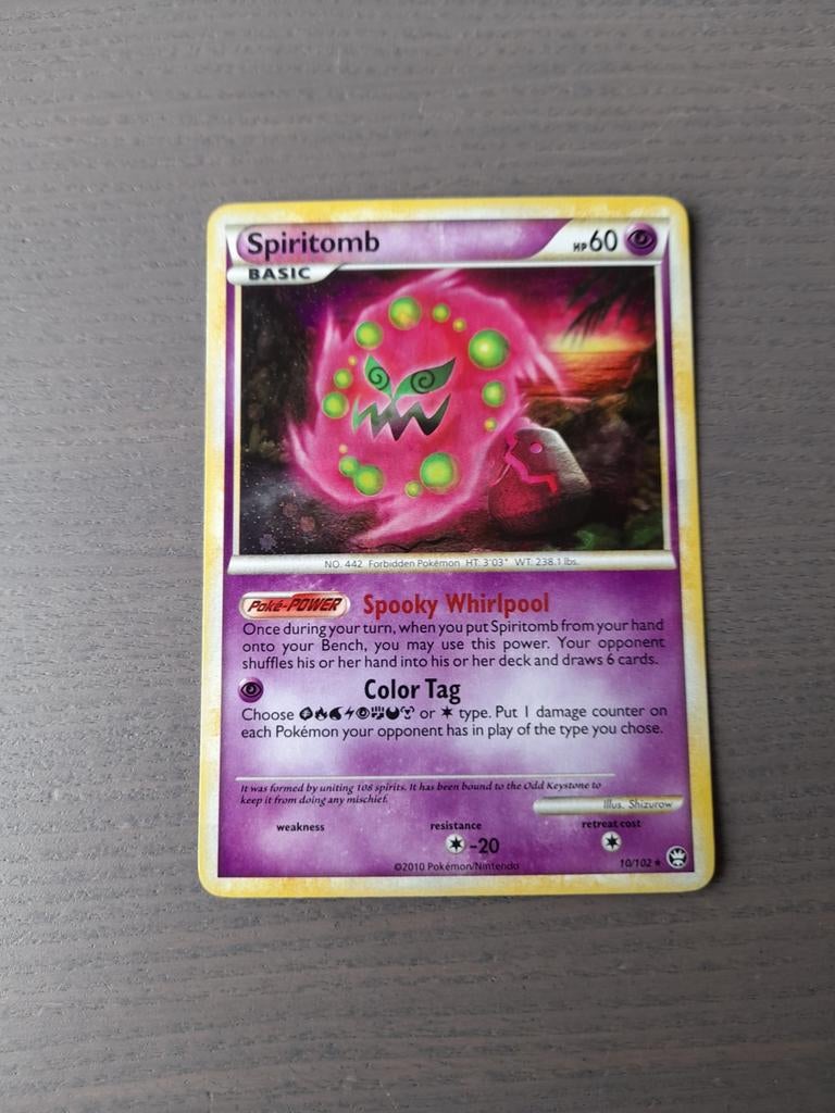 Triumphant 10/102 spiritomb holo, Ophalen of Verzenden, Zo goed als nieuw, Losse kaart, Foil