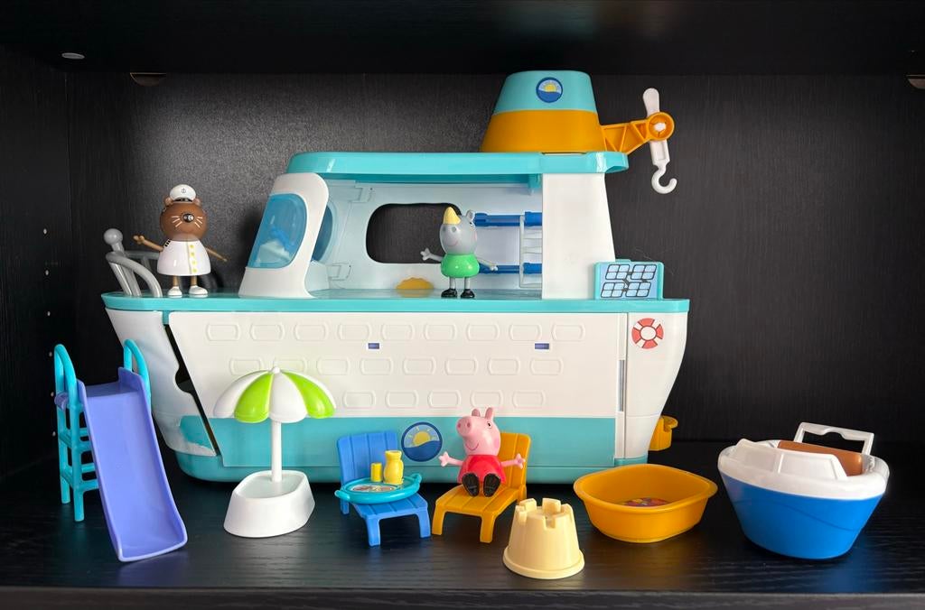 Grote Peppa Pig Speelset: Huis, School, Boot & Meer!, Ophalen of Verzenden, Zo goed als nieuw, Jongen of Meisje