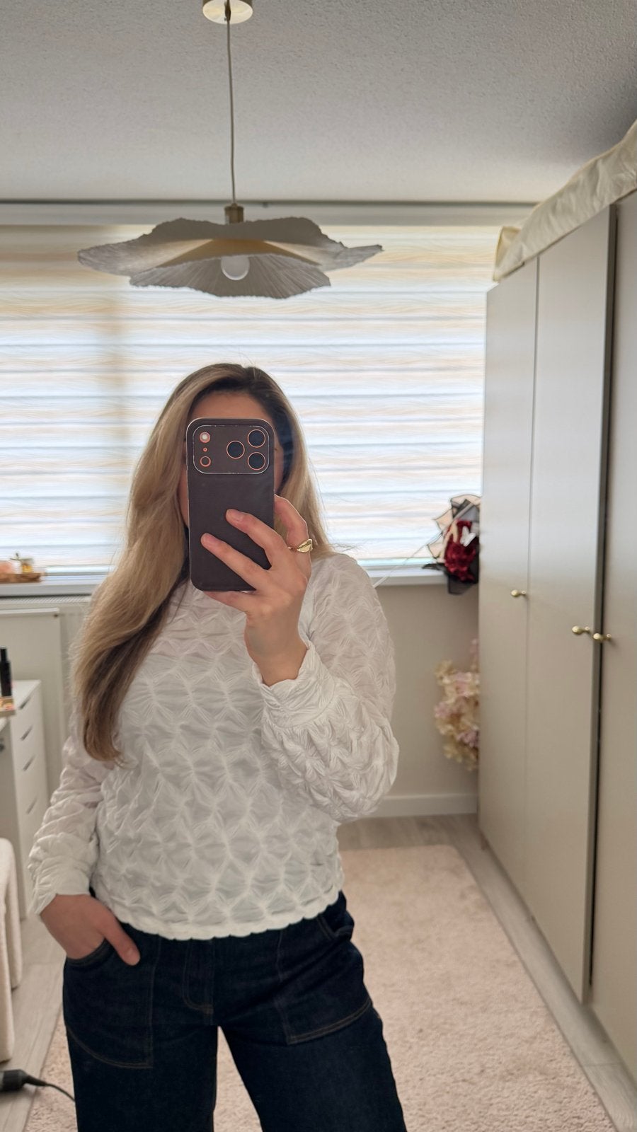 Witte blouse met lange mouwen - Maat S, Wit, Ophalen of Verzenden, Zo goed als nieuw, Lange mouw