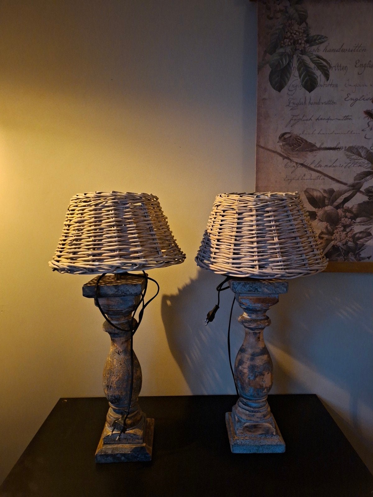 Landelijke baluster lampen grijs/bruin, Ophalen, Gebruikt, Overige merken, Meerkleurig