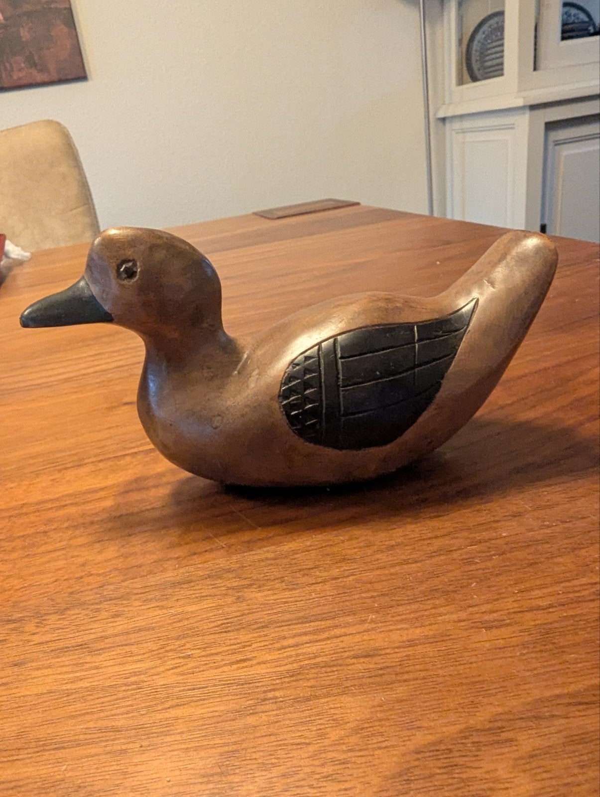 Houten eend decoratie - handgesneden, Ophalen of Verzenden