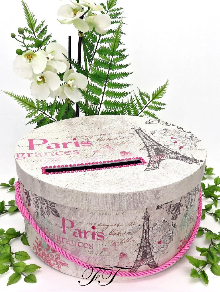 Zeer luxe ronde witte 'Parijs Eifeltoren' enveloppendoos., Hobby en Vrije tijd, Feestartikelen, Ophalen of Verzenden, Nieuw, Feestartikel