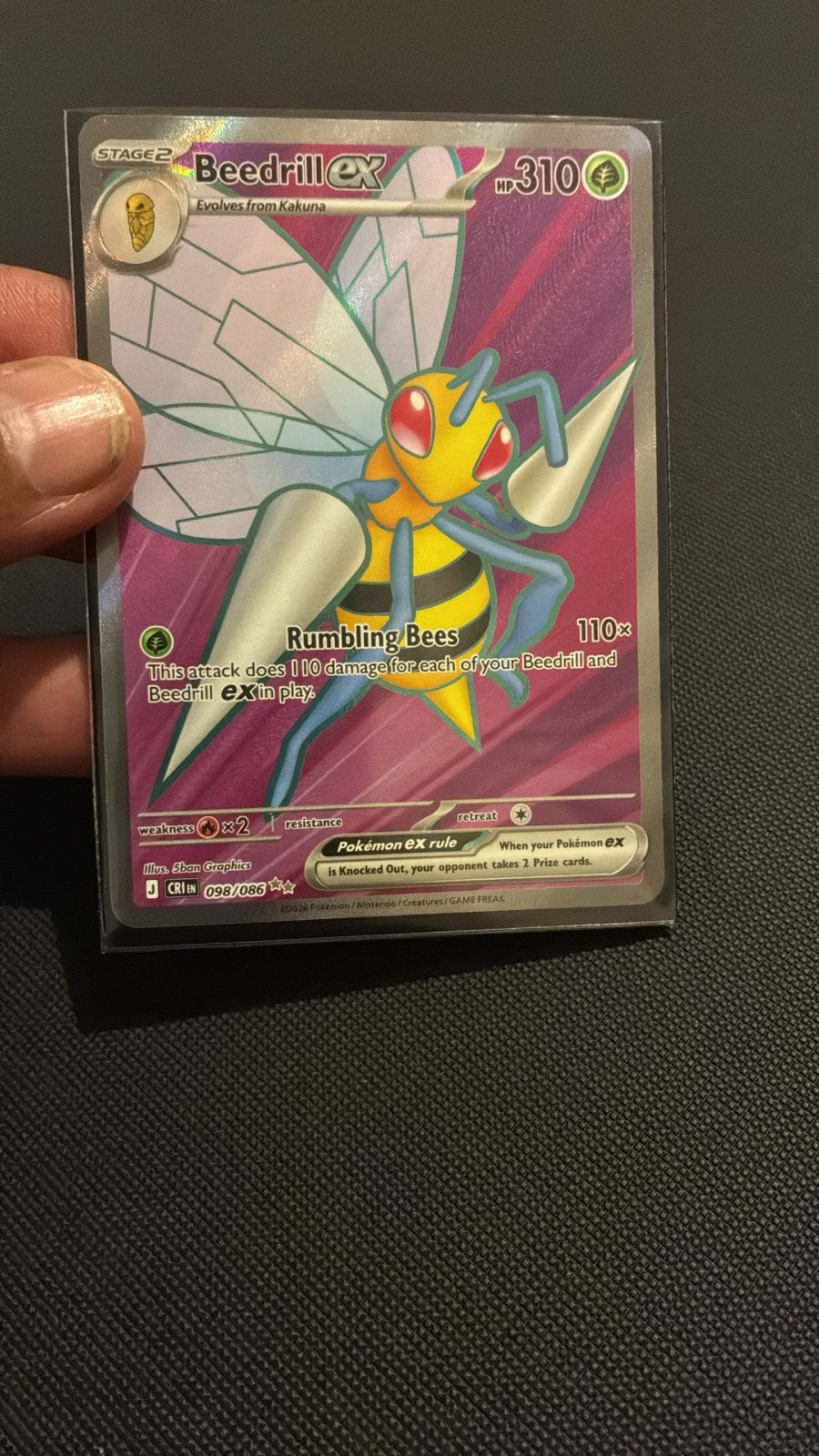 Beedrill ex 098/086 Pokémon kaart Chaos Rising, Ophalen, Zo goed als nieuw, Losse kaart