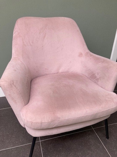 Roze fauteuil / stoel, Huis en Inrichting, Fauteuils, Ophalen, Gebruikt, Minder dan 75 cm, Stof