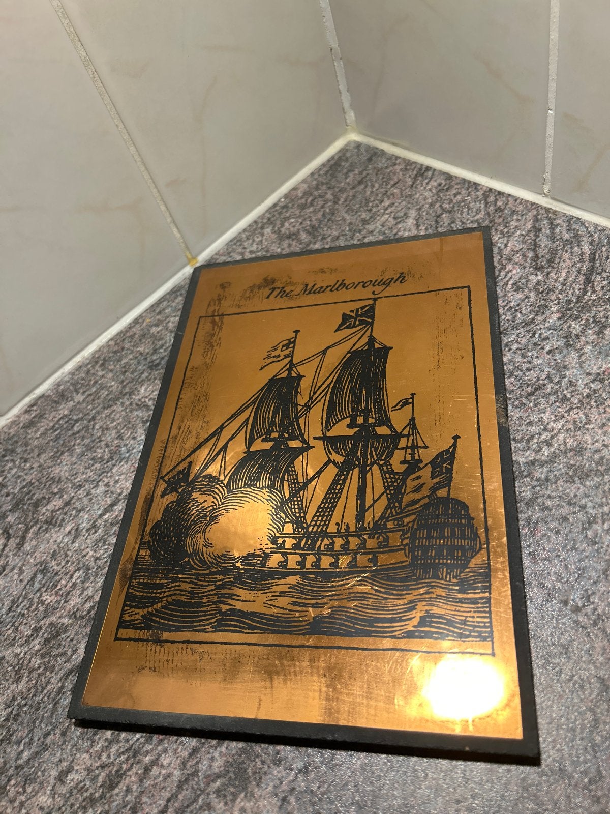 Koperen Plaat "The Marlborough" - Schip, Ophalen of Verzenden