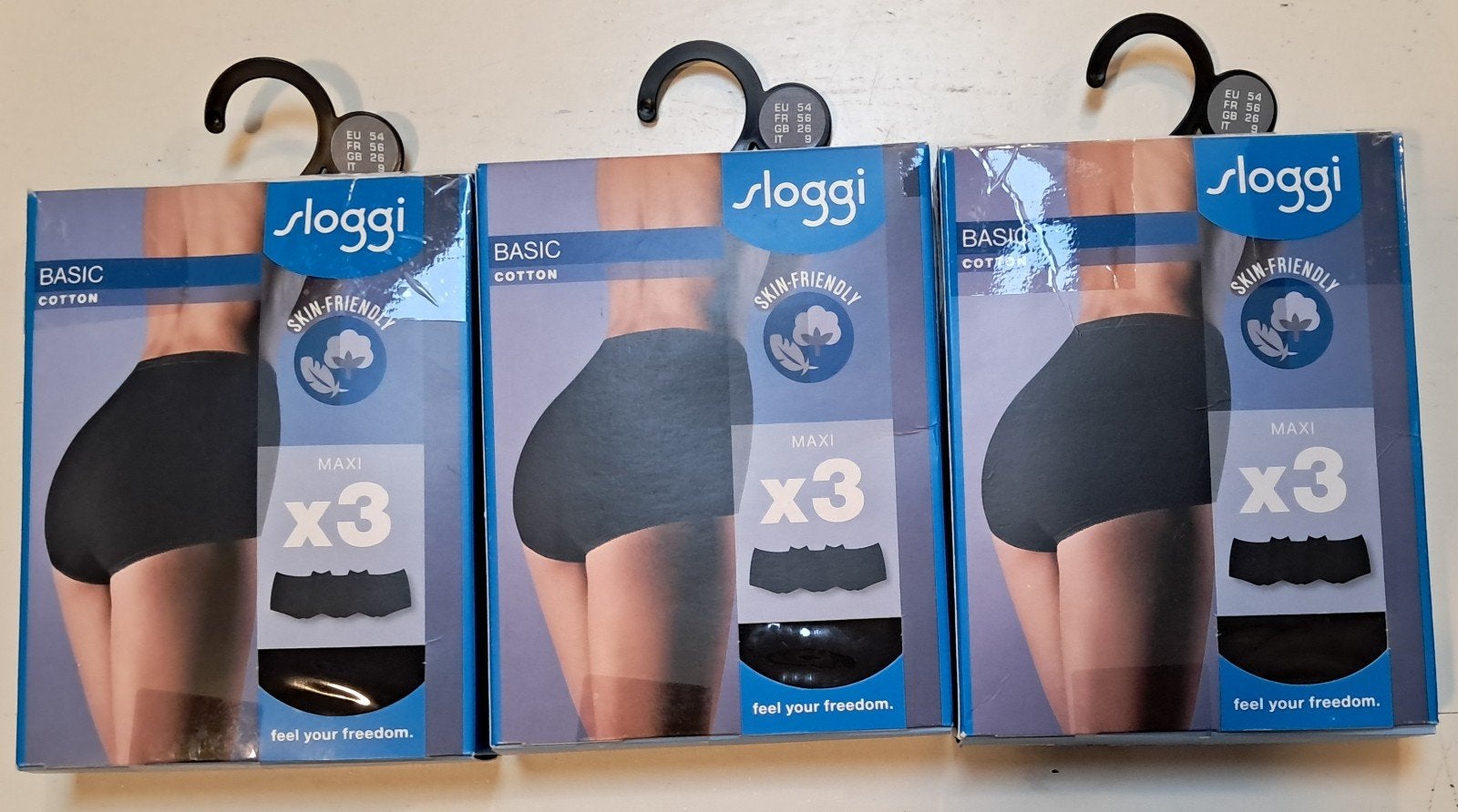 9 Nieuwe Sloggi Basic Maxi Slips Maat 54, Ophalen, Nieuw, Zwart, Lingerie of Zwemkleding