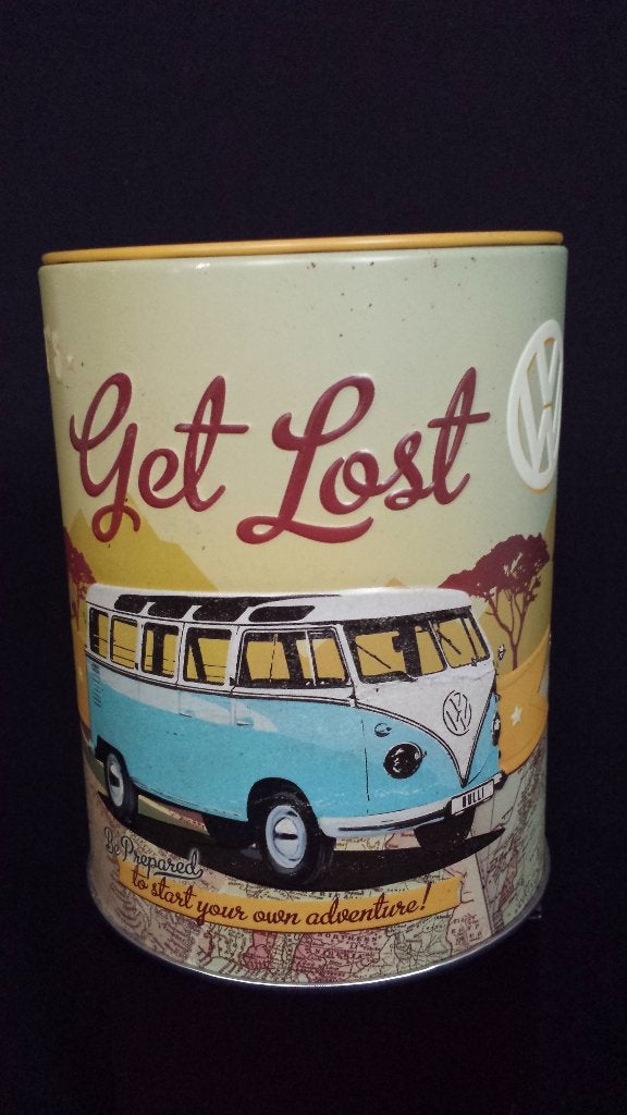 Retro Spaarpot ~ Nostalgic-Art ~ VW T1 “Let's Get Lost”, Ophalen of Verzenden, Zo goed als nieuw, Metaal of Blik, Vervoermiddel