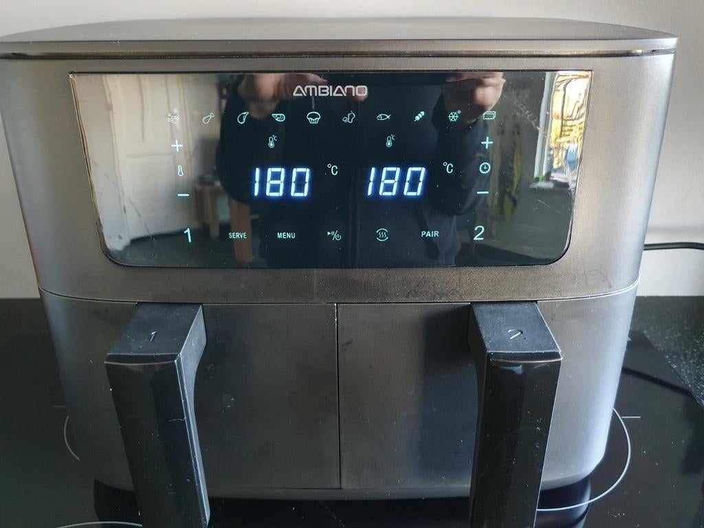 Ambiano dubbele airfryer zgan, Witgoed en Apparatuur, Airfryers, Zo goed als nieuw, Airfryer XXL, 1500 gram of meer, Ophalen of Verzenden