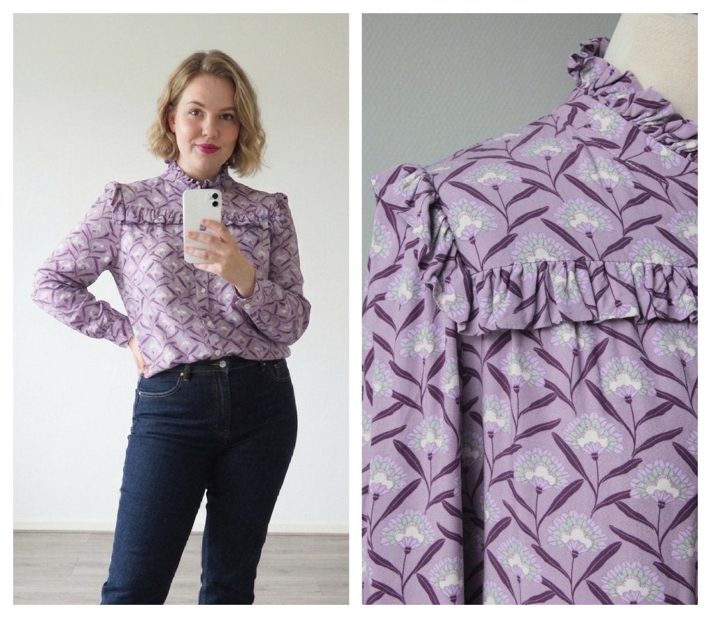 JC Sophie - prachtige bloes met print lila - maat 40, Maat 38/40 (M), Verzenden, Paars, JcSophie