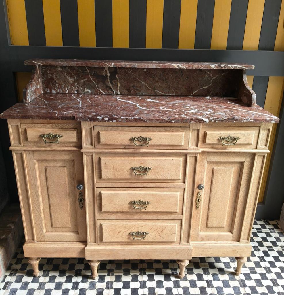 Antieke commode dressoir met marmeren blad., Ophalen, Gebruikt, 25 tot 50 cm, 100 tot 150 cm