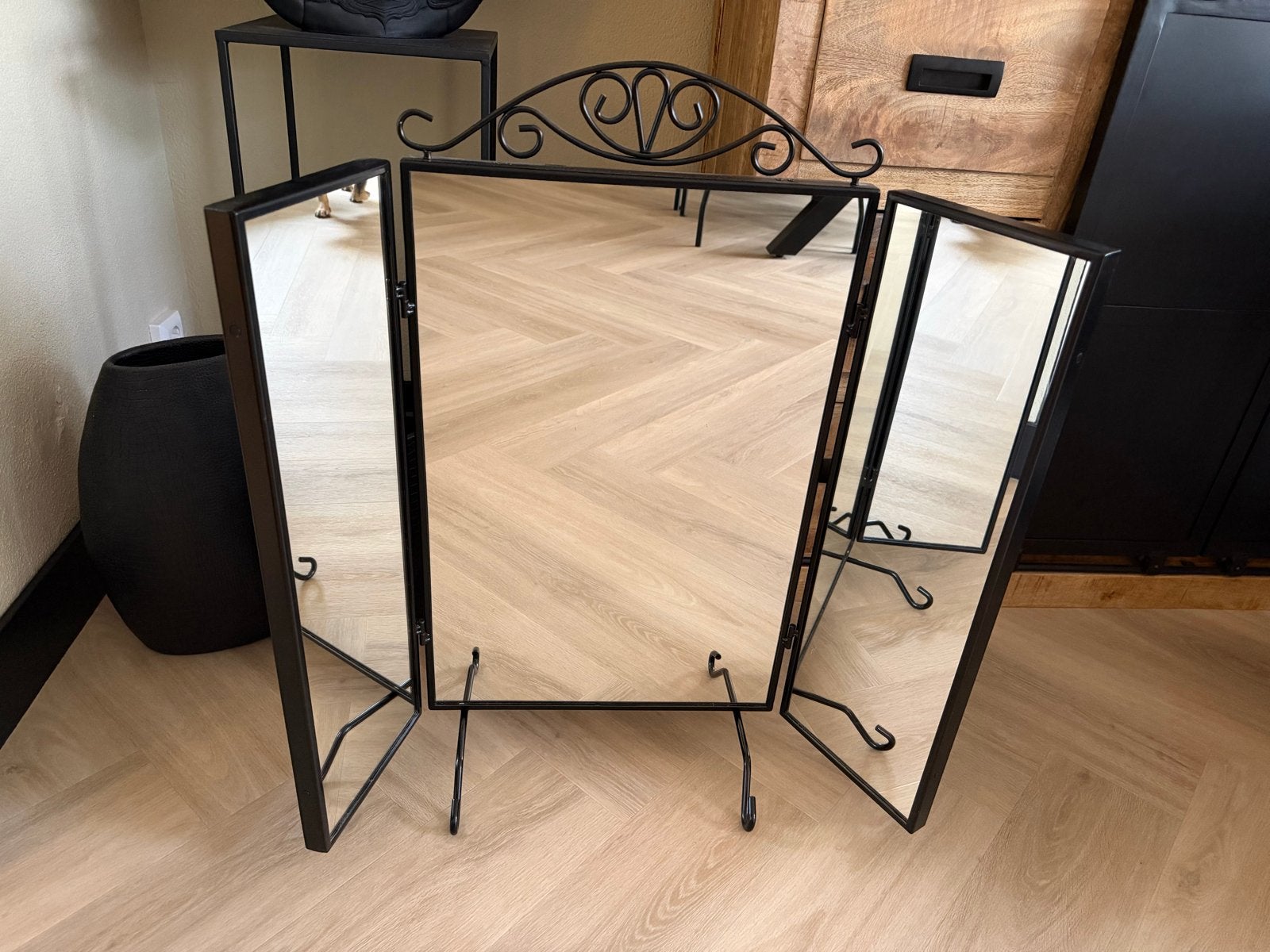 Zwarte Ikea spiegel, Gebruikt, Ophalen of Verzenden, 75 tot 100 cm, Minder dan 100 cm