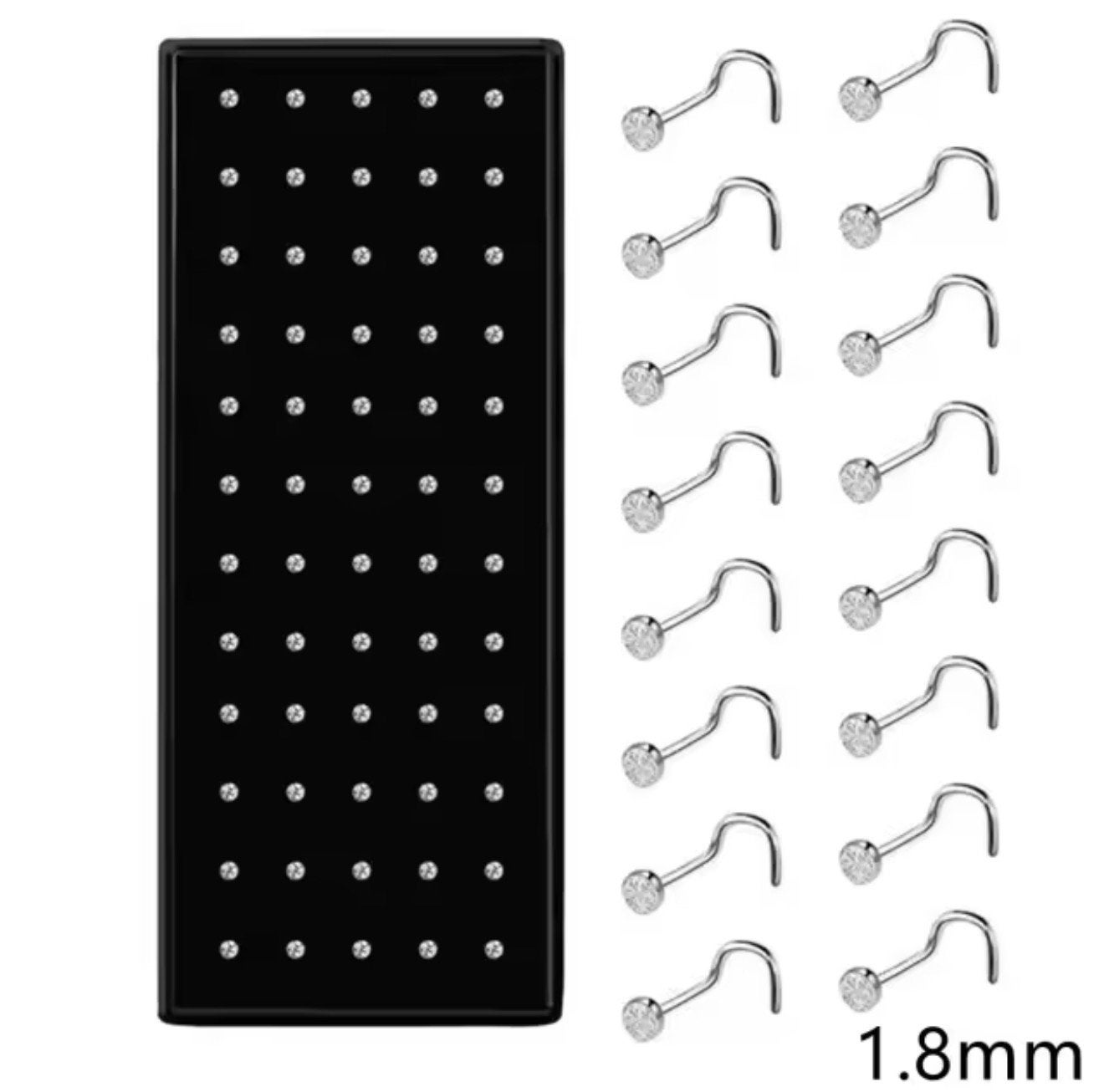 Neuspiercing met glinsterende steen - 1.8 mm, Sieraden, Tassen en Uiterlijk, Piercings, Staal, Verzenden, Nieuw, Neuspiercing