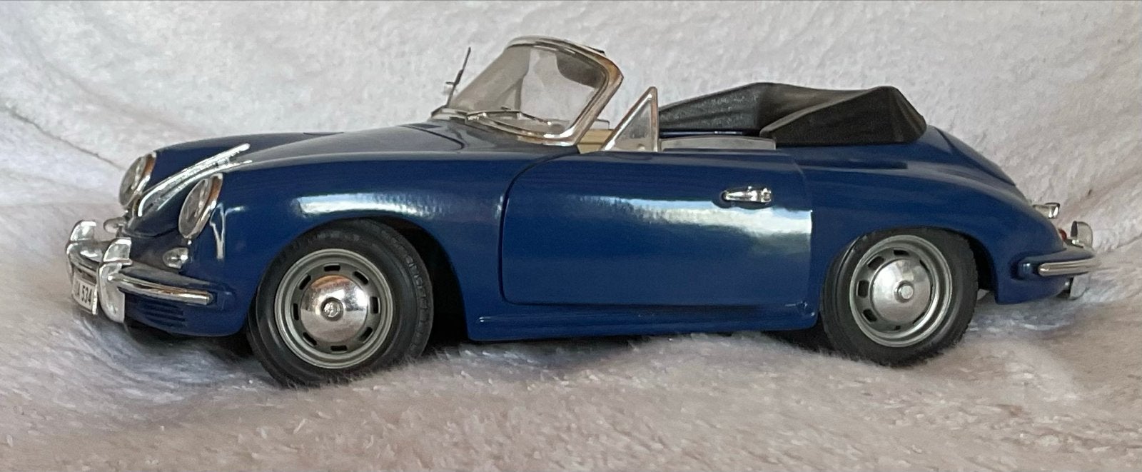 Porsche 356 Cabriolet modelauto - Blauw, Ophalen, Zo goed als nieuw, Auto, Overige merken