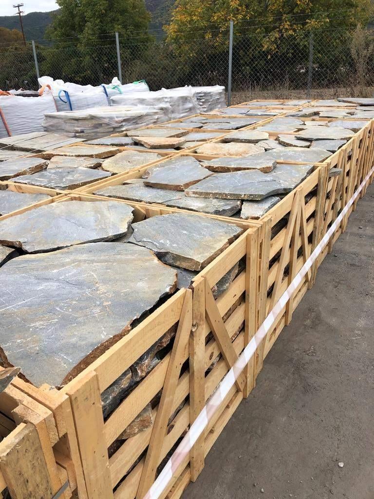 Flagstones Dikformaat Kavalas Bleu 30-50 4-8pc M2, Tuin en Terras, Tegels en Klinkers, Natuursteeninfo BV, Nieuw, Hoofdweg 131-H