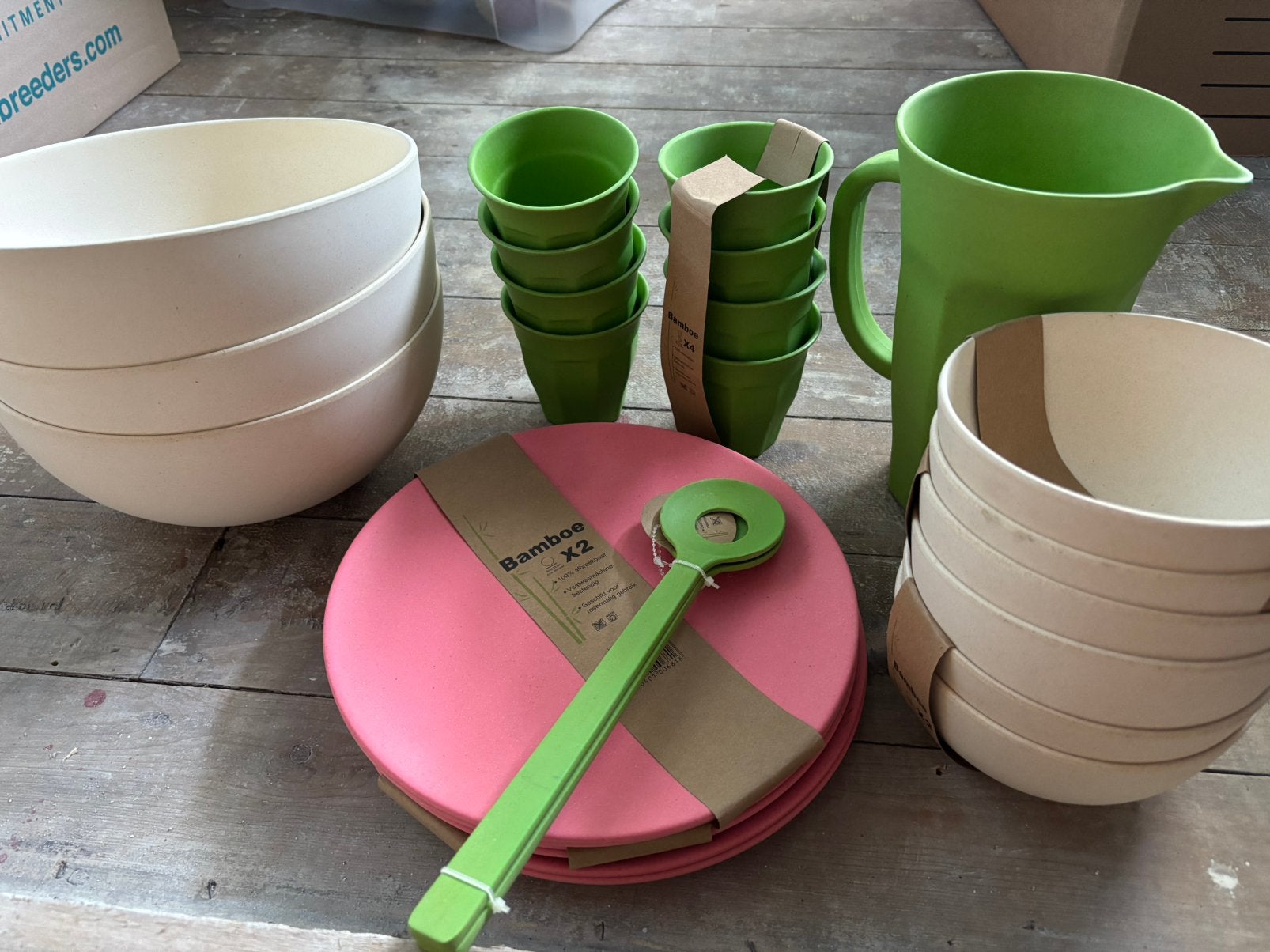 Bamboe servies nieuw, Overige materialen, Nieuw, Ophalen of Verzenden, Overige stijlen
