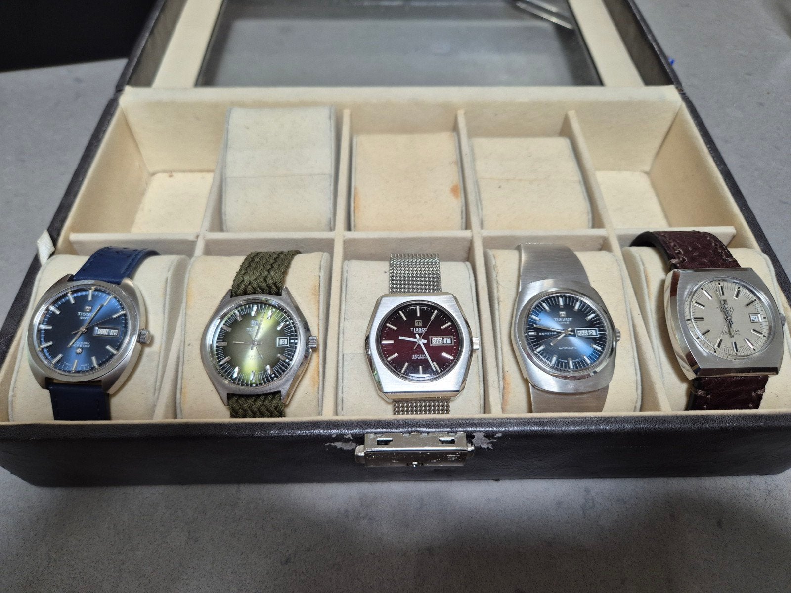 partij vintage Tissot Seastar automaat, Staal, Met bandje, Tissot, Polshorloge