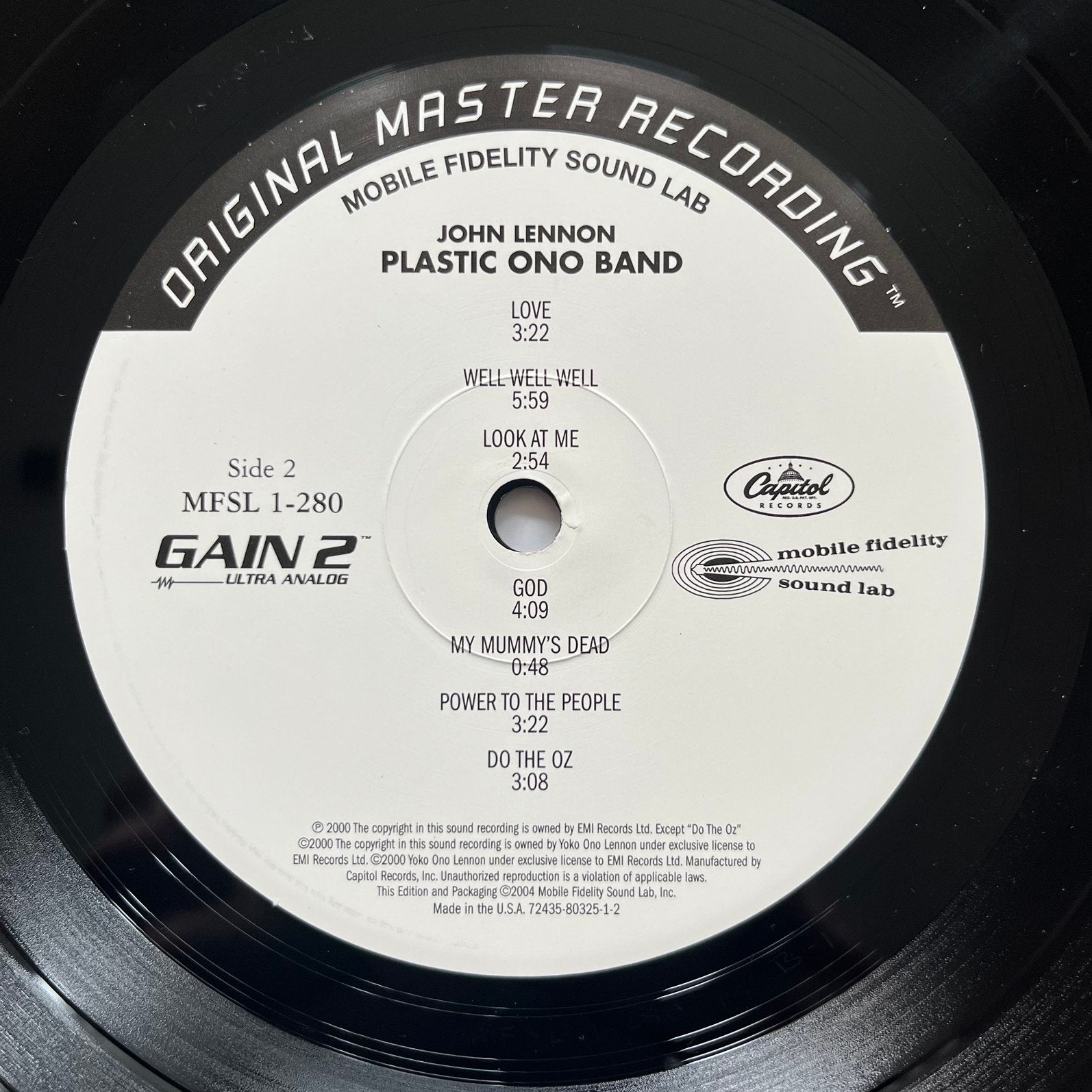 MFSL Gain2 Ultra analog LP John Lennon Plastic ono Beatles, Verzenden, Zo goed als nieuw, 12 inch