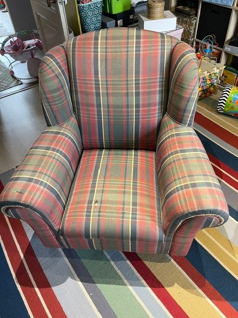 Engelse fauteuil stof, Ophalen, Gebruikt, 75 tot 100 cm, 75 tot 100 cm