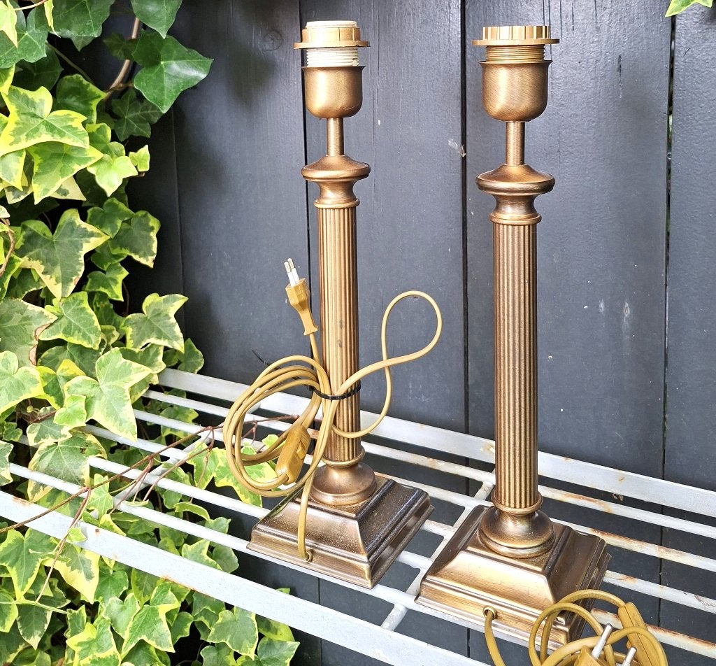 2 Tafellampen  in de stijl van Herda (Korintische zuillamp), Overige typen, Gebruikt, Overige merken, Goud