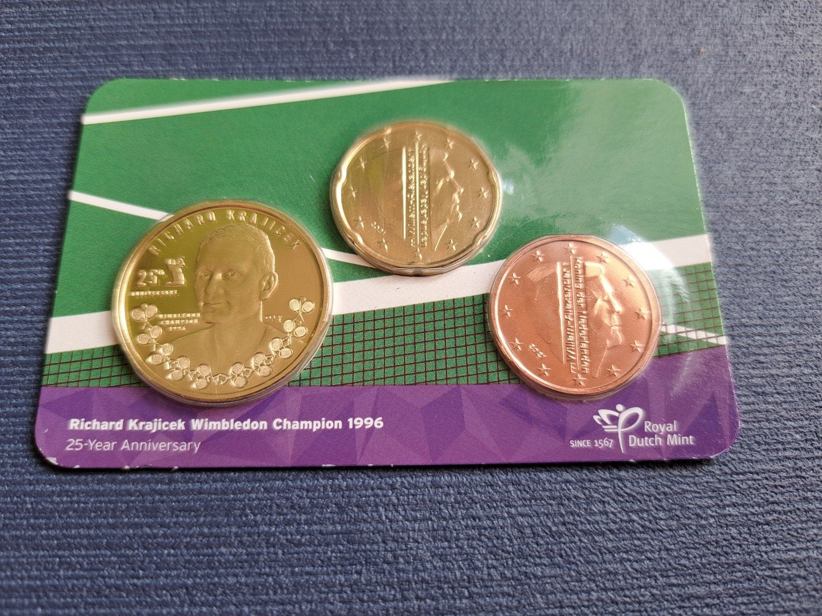 coincard 25 jaar na Wimbledon overwinning Richard Krajicek, Postzegels en Munten, Ophalen of Verzenden, 25 cent