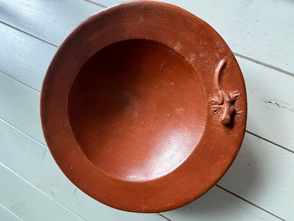 Grote handgemaakte terracotta schaal met gekko – Ø 40 cm, Ophalen of Verzenden