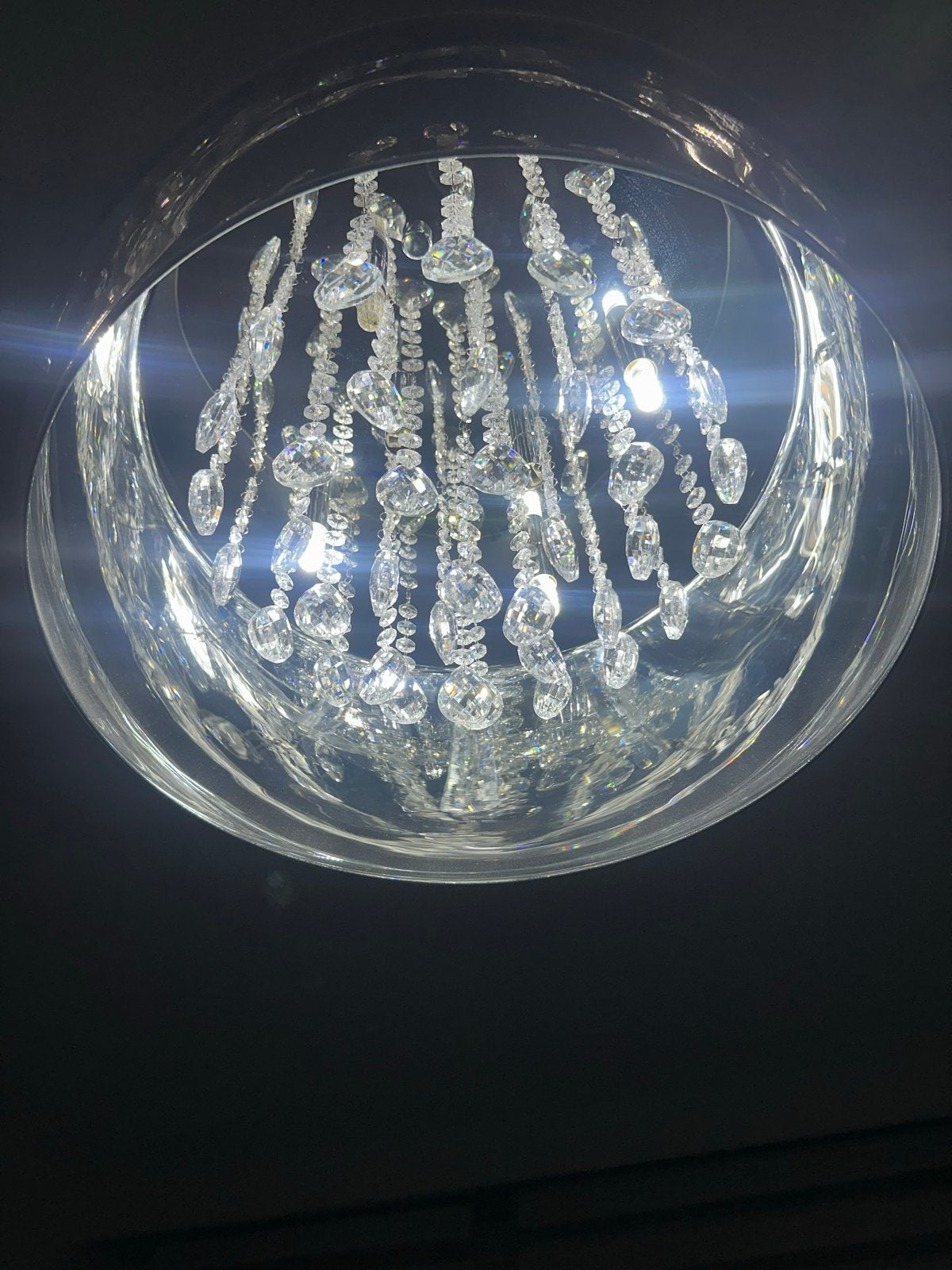 Moderne hanglamp met kristallen, Ophalen, Zo goed als nieuw, Glas