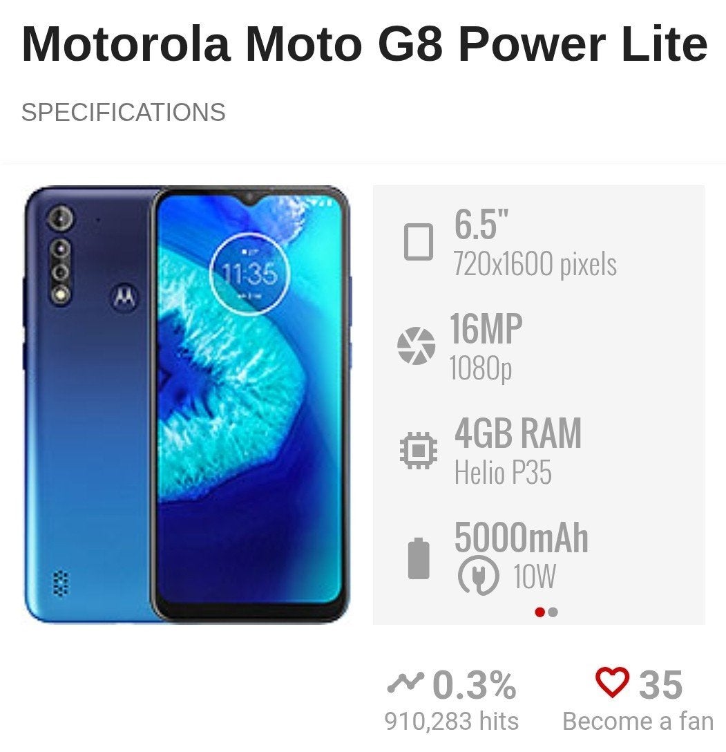 Motorola Moto G8 Power Lite - 64GB, 4GB RAM, 16MP camera, Telecommunicatie, Mobiele telefoons | Motorola, Ophalen, Overige modellen
