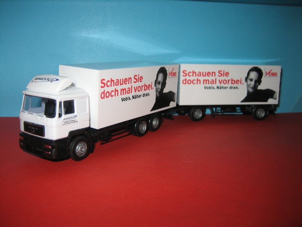 Vobis-Putz  MAN  combi  Herpa, Ophalen of Verzenden, Zo goed als nieuw, Bus of Vrachtwagen, Herpa